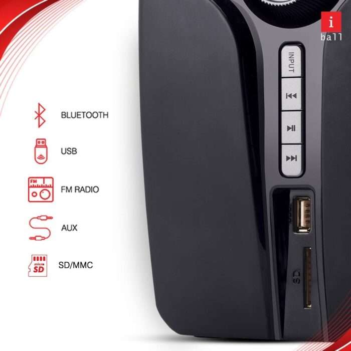 iBall Thunder 4.1 Multimedia Speaker with Bluetooth & Remote Control, Black - Image 4