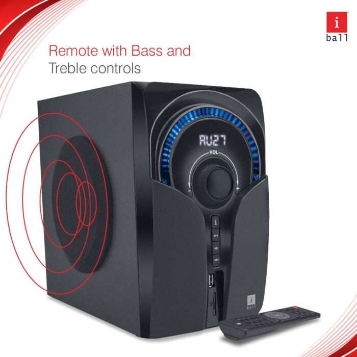 iBall Thunder 4.1 Multimedia Speaker with Bluetooth & Remote Control, Black - Image 3