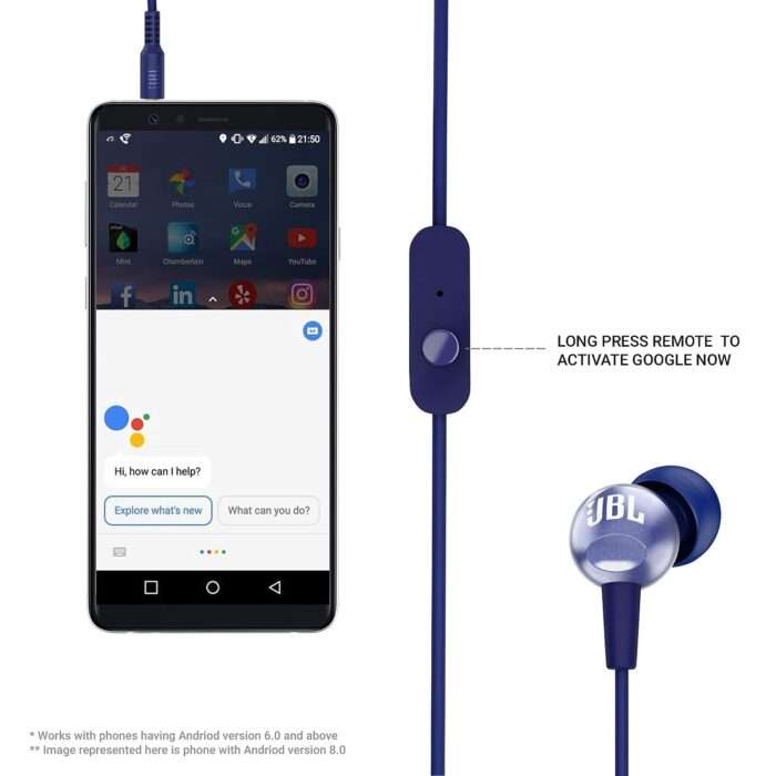 JBL C200SI, Premium in Ear Wired Earphones with Mic, Signature Sound, One Button Multi-Function Remote - Blue - Image 4