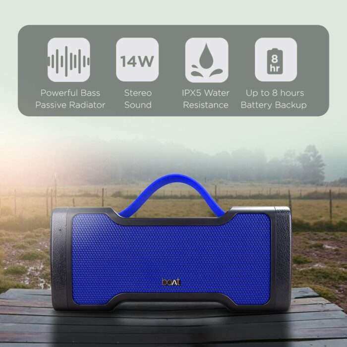 boAt Stone 1000 14W Bluetooth Speaker with 8 Hours Playback, Bluetooth v5.0, IPX5 Water Resistance (Blue) - Image 2