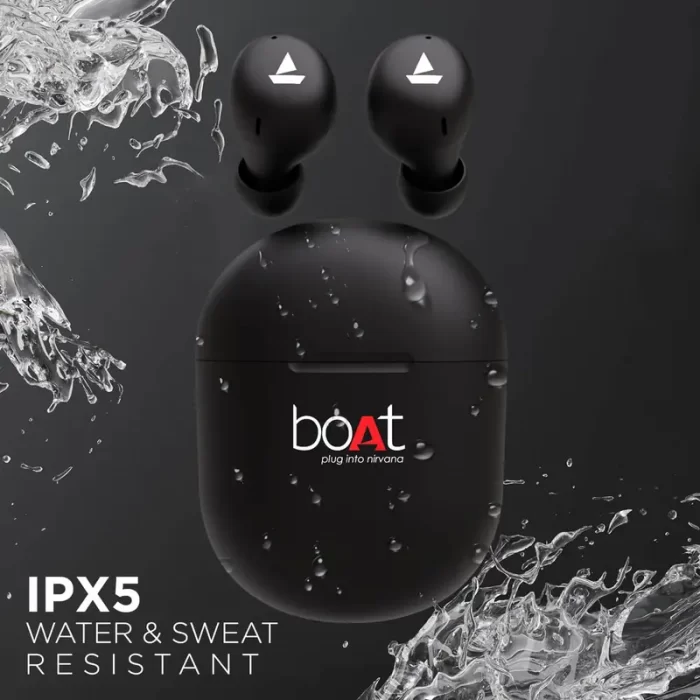boAt Airdopes 381 Bluetooth In-Ear Wireless Earbuds with 7mm Rhythmic Dynamic Drivers, Playtime UpTo 20 Hrs - Black - Image 4