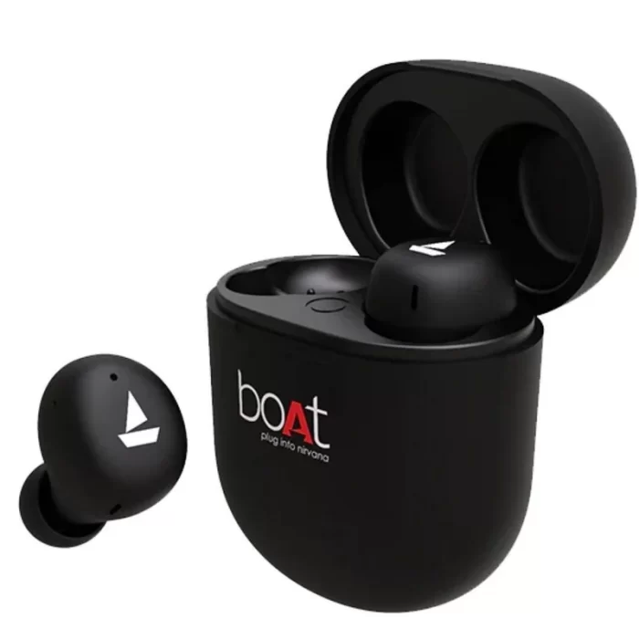 boAt Airdopes 383 Wireless Earbuds with 7mm Rhythmic Dynamic Drivers, Up to 20 hours Playback, 500mAh Charging Case - Black - Image 1