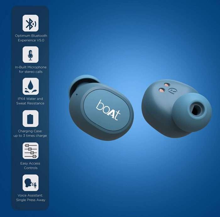 boAt Airdopes 171 In-Ear Earbuds with 6mm drivers, Bluetooth v5.0, Up to 13H Playback, Voice Assistant - Mysterious Blue - Image 6