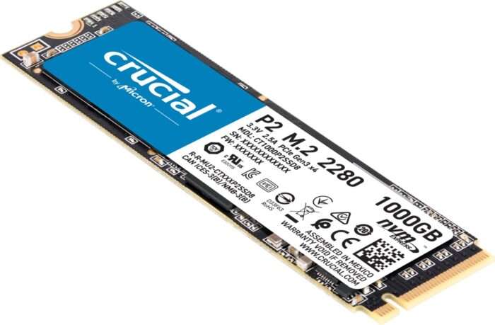 Crucial P2 1TB 3D NAND NVMe PCIe M.2 SSD Up to 2400MB/s - CT1000P2SSD8 - Image 1