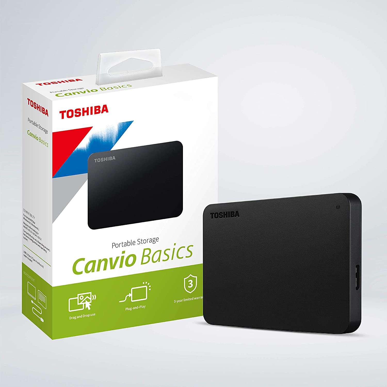 kassette se terrorist Toshiba Canvio Basics 1TB Portable External HDD – USB 3.2 for PC Laptop  Windows and Mac, External Hard Drive – Black – nayejaisa.com