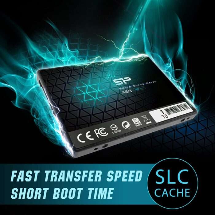 Silicon Power 1TB SSD 3D NAND A55 SLC Cache Performance Boost SATA III 2.5" 7mm (0.28") Internal Solid State Drive (SP001TBSS3A55S25) - Image 2
