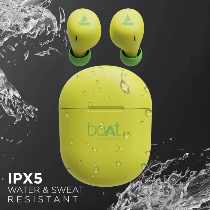 boAt Airdopes 381 Bluetooth In-Ear Wireless Earbuds with 7mm Rhythmic Dynamic Drivers, Nonstop Music UpTo 20 Hours - Spirit Lime - Image 4
