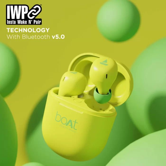 boAt Airdopes 381 Bluetooth In-Ear Wireless Earbuds with 7mm Rhythmic Dynamic Drivers, Nonstop Music UpTo 20 Hours - Spirit Lime - Image 5