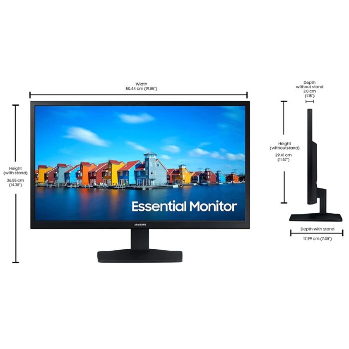 Samsung 54.5 cm, 1920 x 1080 Pixels VA, 60 Hz Flat, Flicker Free LED Monitor-LS22A334NHWXXL (22 inches, Black) - Image 3