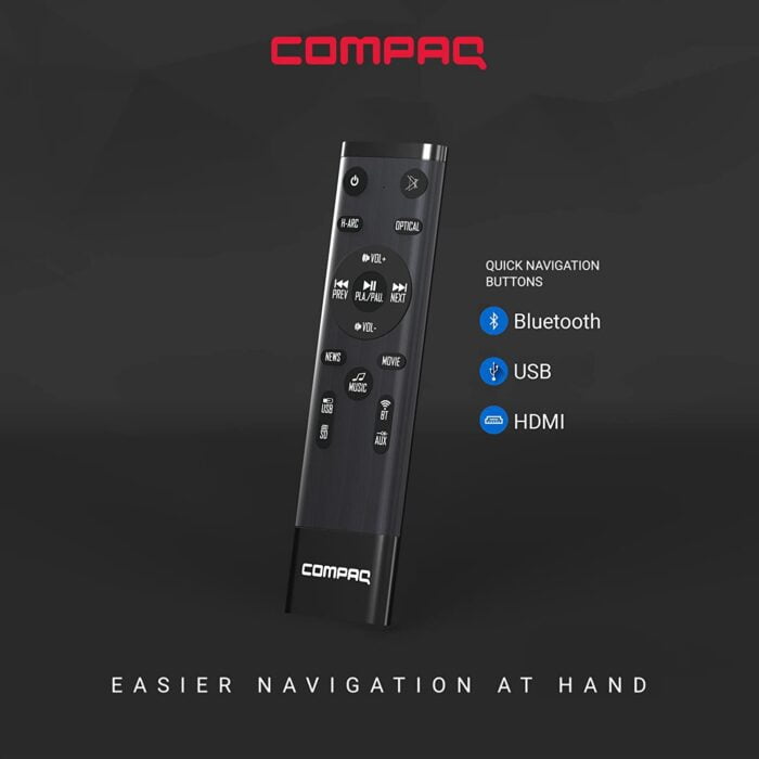 Compaq CQSB200W, 200W (Peak Sound) with Wireless Subwoofer/HARC/Optical/Bluetooth/USB/SD with Preset Remote Button Music/Movie/News. - Image 6