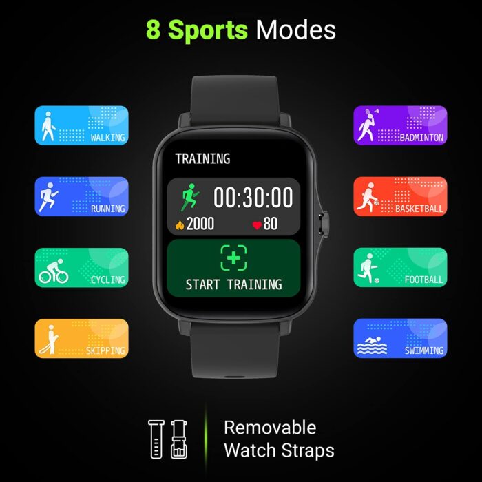 Fire-Boltt Beast Pro Bluetooth Calling 1.69” with Voice Assistance, Voice Recorder, Spo2 Monitoring, Heart Rate FHD Smartwatch - Black - Image 6
