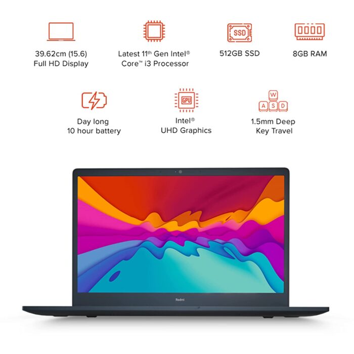 RedmiBook 15 Core i3 11th Gen/8 GB/256 GB SSD/Windows 10 Home/15.6-inch(39.62 cms) FHD Anti Glare/MS Office/Charcoal Gray/ - Image 2