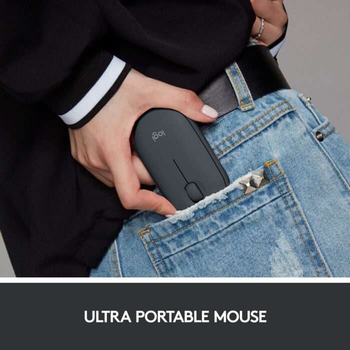 Logitech Pebble M350 Wireless Mouse with Bluetooth or USB - Silent, Slim Computer Mouse with Quiet Click for Laptop, Notebook, PC and Mac - Graphite - Image 4