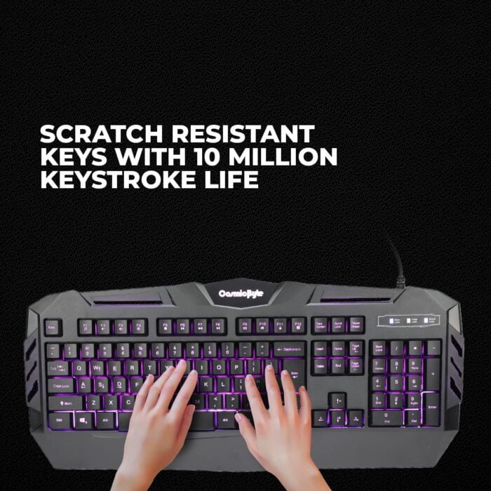 Cosmic Byte Dark Matter Gaming Keyboard and Mouse Combo, 3 Color LED Backlight, Upto 2400 DPI 5 Button LED Mouse (Black) - Image 4