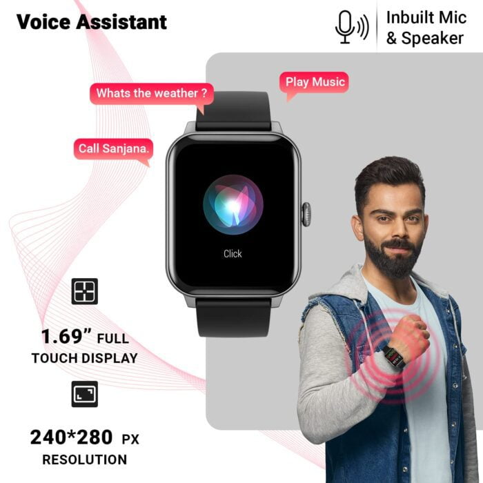 Fire-Boltt Ninja Calling 1.69" Bluetooth Calling Smart Watch, Dial Pad, Speaker, 450 NITS Peak Brightness, Wrist Gaming - Metal Grey - Image 2
