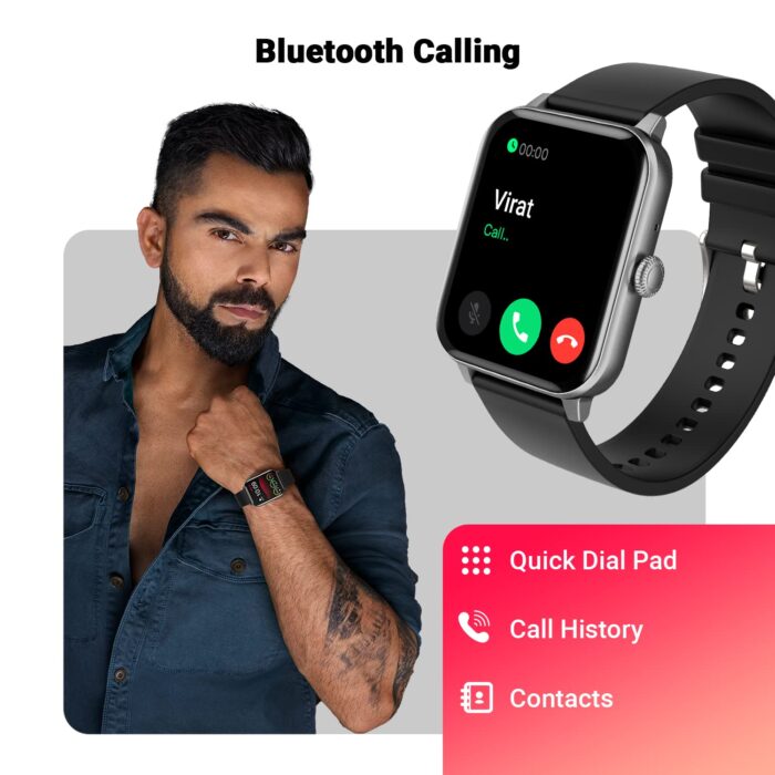 Fire-Boltt Ninja Calling 1.69" Bluetooth Calling Smart Watch, Dial Pad, Speaker, 450 NITS Peak Brightness, Wrist Gaming - Metal Grey - Image 3
