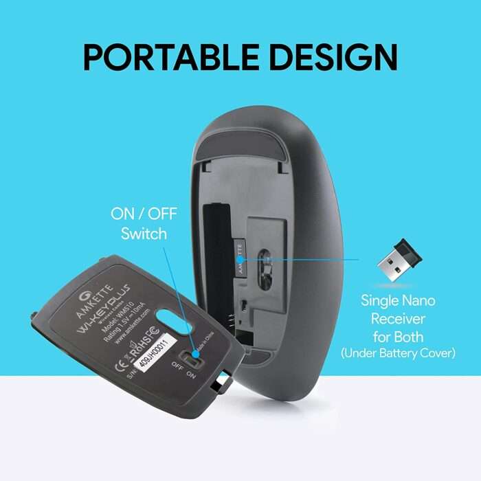 Amkette Wi-Key Plus Wireless Keyboard & Mouse Combo for Laptop, PC and USB Support Devices (Black) - Image 3
