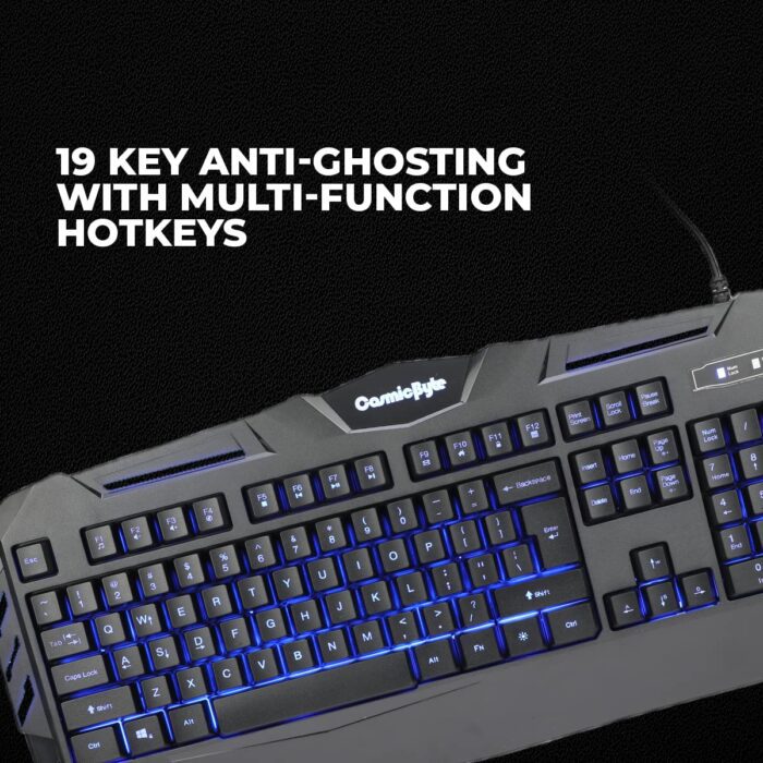 Cosmic Byte Dark Matter Gaming Keyboard and Mouse Combo, 3 Color LED Backlight, Upto 2400 DPI 5 Button LED Mouse (Black) - Image 3