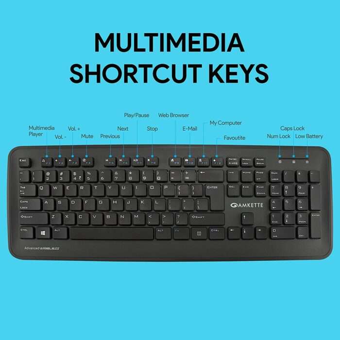 Amkette Wi-Key Plus Wireless Keyboard & Mouse Combo for Laptop, PC and USB Support Devices (Black) - Image 4