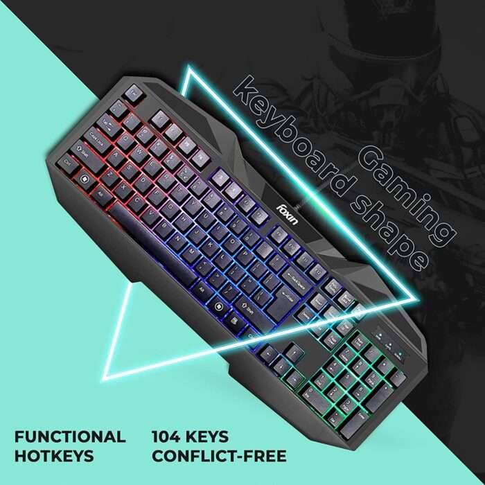 Foxin FGK-902 USB Gaming Keyboard with RGB Backlight with Anti-abrasive, Ergonomic Design For Maximum Performance , Receptive keypad with media control for PC, Laptop, Notebook (Black) - Image 3