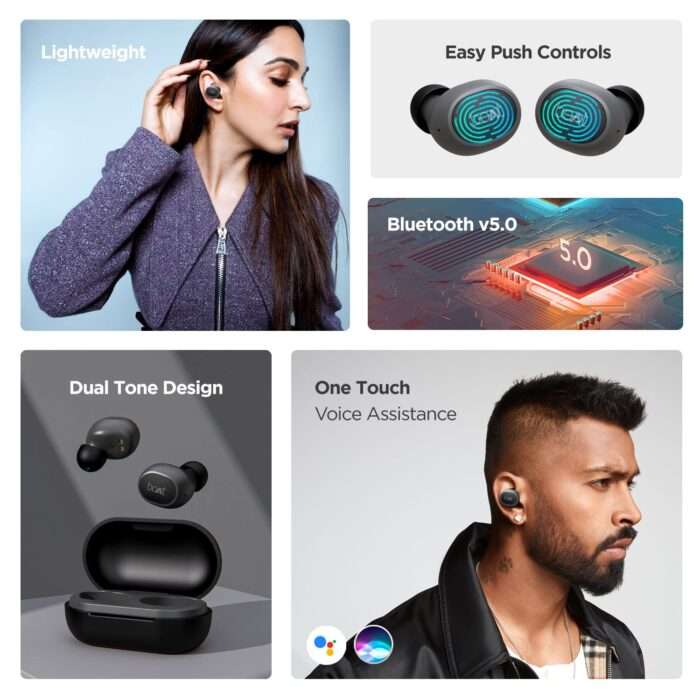 boAt Airdopes 171 In-Ear Earbuds with 6mm drivers, Bluetooth v5.0, Up to 13H Playback, Voice Assistant  - Active Black - Image 3