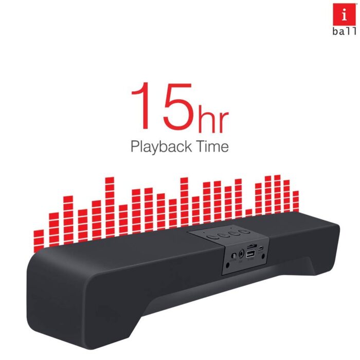 iBall Musi Bar High Power Compact Soundbar with Multiple Playback Options | FM Radio | Micro SD Card Slot & Built in Mic (Black) - Image 2