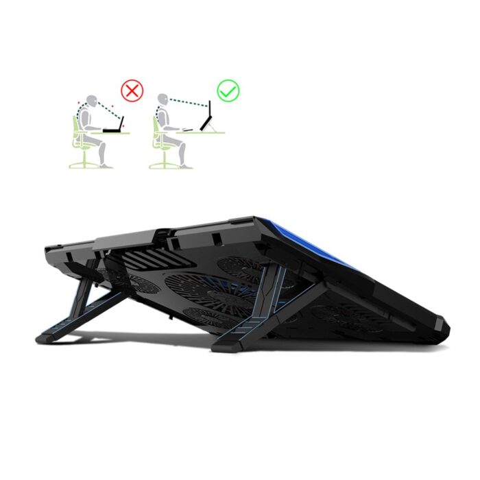 Cosmic Byte Asteroid Laptop Cooling Pad, Adjustable Height, 5 Fan Design, LED Light, USB Ports, Support Upto 43.2 cm (17") laptops (Blue) - Image 3