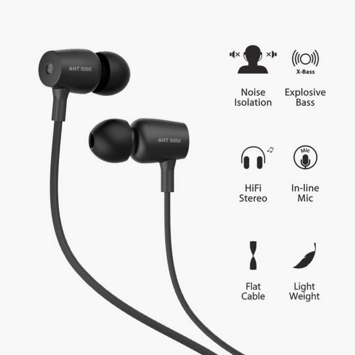 Ant Audio Thump 504 Wired Portable Hi-Fi Earphone with Mic (Black) - Image 4