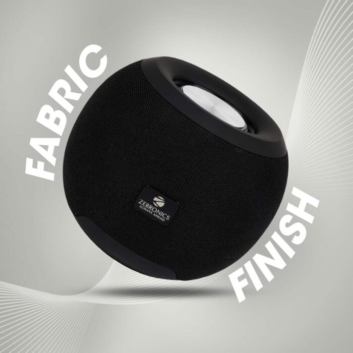 Zebronics ZEB-BELLOW 40 Wireless Bluetooth v5.0 Fabric Finish 8W Portable Speaker With Supporting 6Hrs Backup, 55mm Driver, Powerful Bass, USB, mSD, AUX Input, Built-in FM, TWS & Call Function (Black) - Image 5