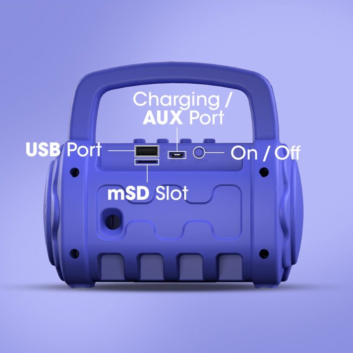 Zebronics Zeb-County 3 Portable Wireless Speaker Supporting Bluetooth v5.0, FM Radio, Call Function, Built-in Rechargeable Battery, USB/Micro SD Card Slot, 3.5mm AUX Input, TWS (Blue) - Image 2