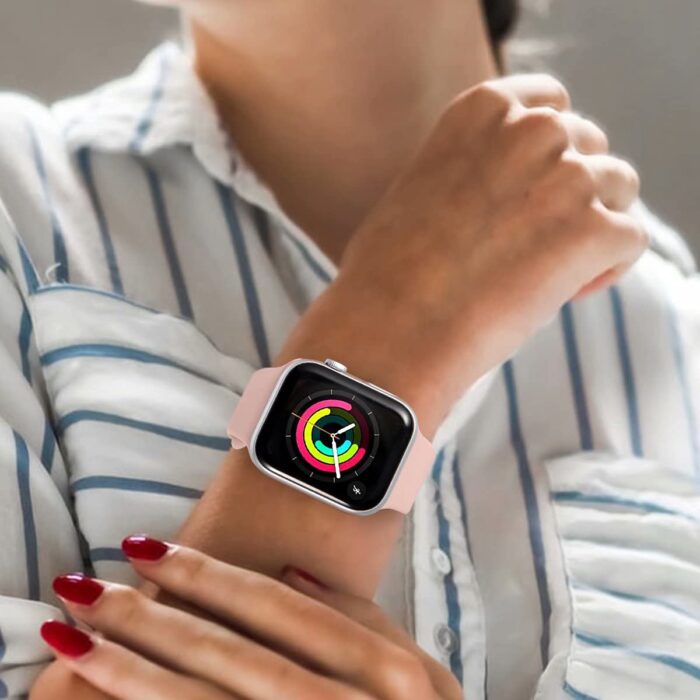 Vemigon Watch Strap Compatible with Apple Watch Straps 38mm 40mm 41mm, Soft Silicone Sports Wristband (Fresh Pink) - Image 2
