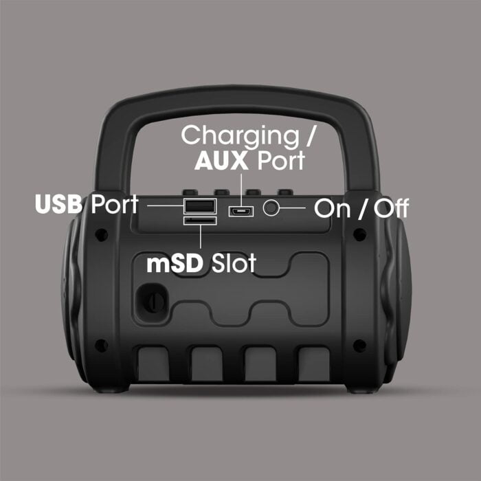 Zebronics Zeb-County 3 Portable Wireless Speaker Supporting Bluetooth v5.0, FM Radio, Call Function, Built-in Rechargeable Battery, USB/Micro SD Card Slot, 3.5mm AUX Input, TWS (Black) - Image 4