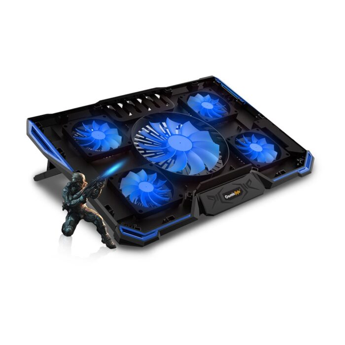 Cosmic Byte Asteroid Laptop Cooling Pad, Adjustable Height, 5 Fan Design, LED Light, USB Ports, Support Upto 43.2 cm (17") laptops (Blue) - Image 2