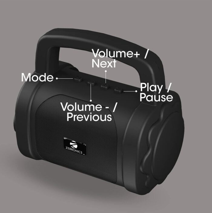 Zebronics Zeb-County 3 Portable Wireless Speaker Supporting Bluetooth v5.0, FM Radio, Call Function, Built-in Rechargeable Battery, USB/Micro SD Card Slot, 3.5mm AUX Input, TWS (Black) - Image 3