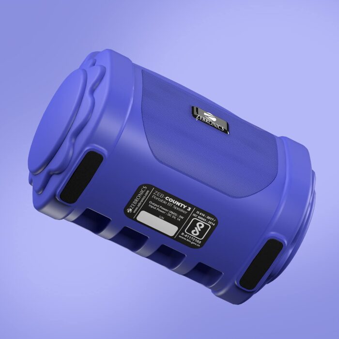 Zebronics Zeb-County 3 Portable Wireless Speaker Supporting Bluetooth v5.0, FM Radio, Call Function, Built-in Rechargeable Battery, USB/Micro SD Card Slot, 3.5mm AUX Input, TWS (Blue) - Image 4