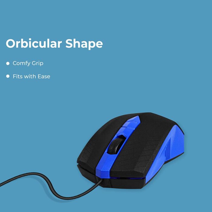 Foxin Smart-Blue Wired Plug & Play USB Mouse, High Resolution 6400 DPI Optical Sensor, Durable Button Design - Image 3