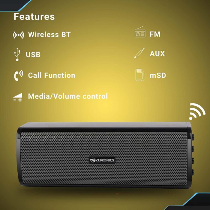 Zebronics Zeb-VITA Wireless Bluetooth 10W Portable Bar Speaker with Supporting USB, SD Card, AUX, FM, TWS & Call Function. (Grey) - Image 3