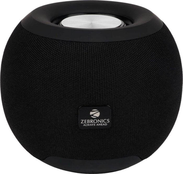 Zebronics ZEB-BELLOW 40 Wireless Bluetooth v5.0 Fabric Finish 8W Portable Speaker With Supporting 6Hrs Backup, 55mm Driver, Powerful Bass, USB, mSD, AUX Input, Built-in FM, TWS & Call Function (Black) - Image 1