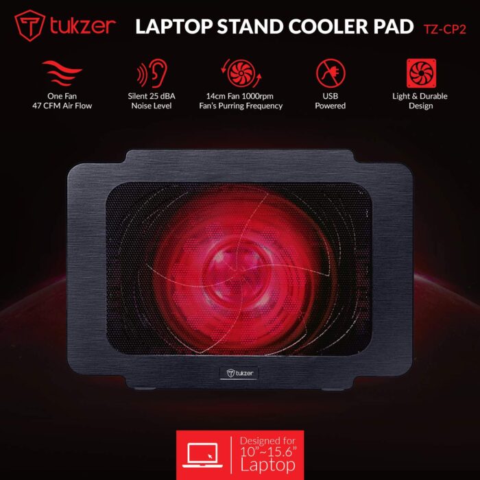 Tukzer Laptop Cooling Pad, Portable Slim Quiet USB Powered Gaming Cooler Stand |10-to-15.6-inch - Image 3