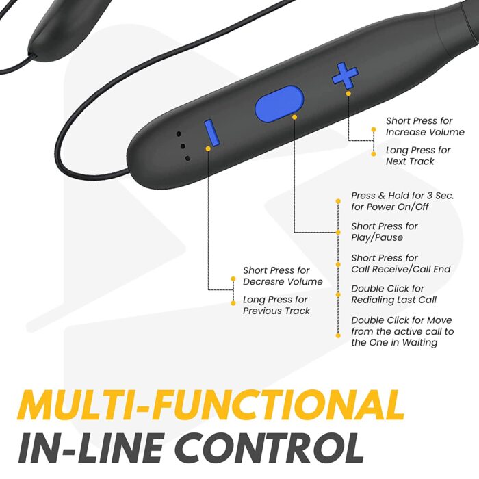INSTAPLAY INSTABUDS Bluetooth 5.0 Wireless Headphones with Extra Bass Stereo Sound,12Hrs Playtime, Lightweight Neckband, Sweat-Resistant Ma black - Image 3