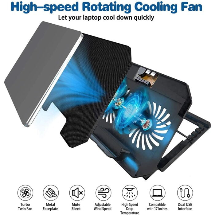 Zinq Cool Slate Dual Fan Cooling Pad (Black) & Quantum QHM6633 4-Port Hi-Speed USB Hub with 480 Mbps Speed (Multicolor)- (Combo Offer) - Image 2