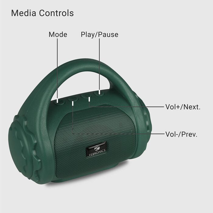 Zebronics ZEB-COUNTY 3W Wireless Bluetooth Portable Speaker With Supporting Carry Handle, USB, SD Card, AUX, FM & Call Function. (Green) - Image 4