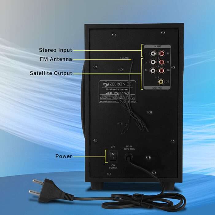 Zebronics Zeb-Twist 5.1 Multimedia Speaker with Bluetooth Supporting,USB,AUX,Built-in FM and Remote Control (Black) - Image 6