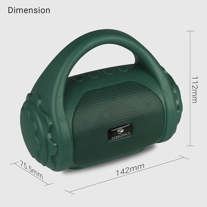 Zebronics ZEB-COUNTY 3W Wireless Bluetooth Portable Speaker With Supporting Carry Handle, USB, SD Card, AUX, FM & Call Function. (Green) - Image 6