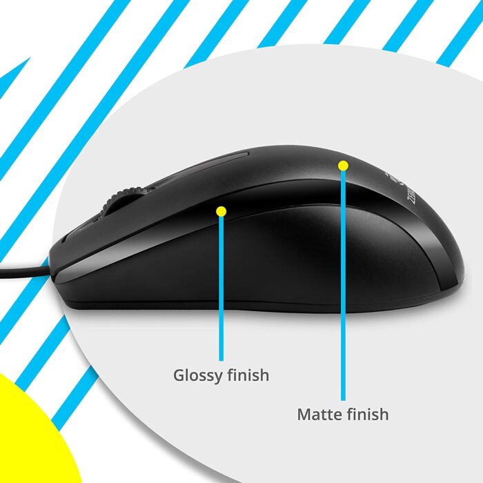 Zebronics Zeb-Alex Wired USB Optical Mouse with 3 Buttons - Black - Image 4