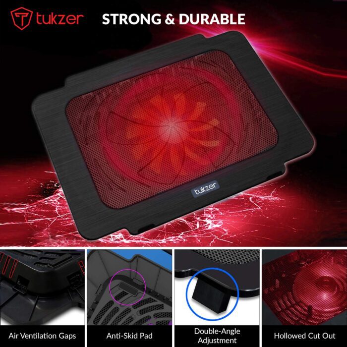 Tukzer Laptop Cooling Pad, Portable Slim Quiet USB Powered Gaming Cooler Stand |10-to-15.6-inch - Image 4