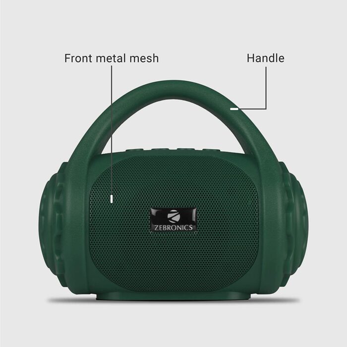 Zebronics ZEB-COUNTY 3W Wireless Bluetooth Portable Speaker With Supporting Carry Handle, USB, SD Card, AUX, FM & Call Function. (Green) - Image 3