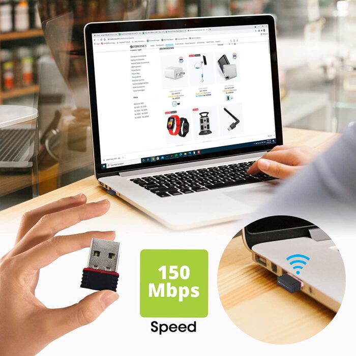ZEBRONICS ZEB-USB150WF1 WiFi USB Mini Adapter Supports 150 Mbps Wireless Data, Comes with Advanced Security WPA/WPA2 encryption Standards - Image 3