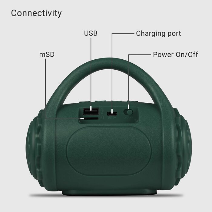 Zebronics ZEB-COUNTY 3W Wireless Bluetooth Portable Speaker With Supporting Carry Handle, USB, SD Card, AUX, FM & Call Function. (Green) - Image 5