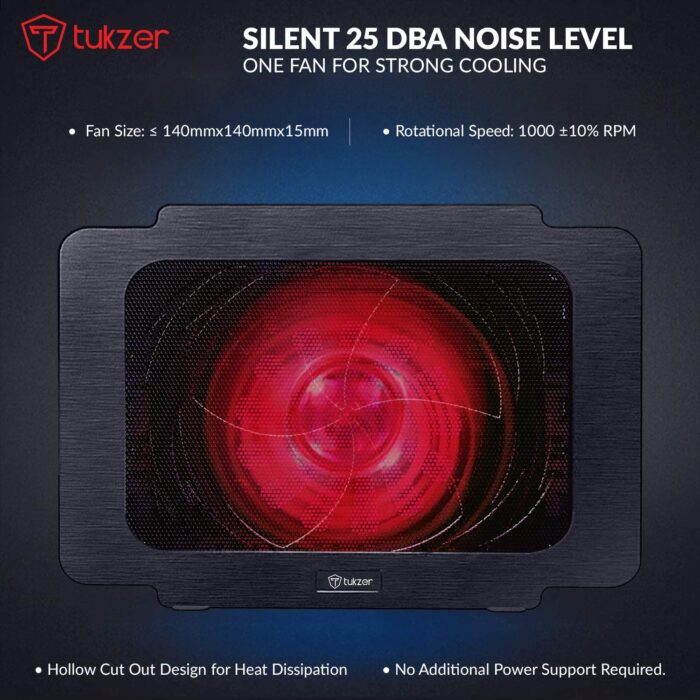 Tukzer Laptop Cooling Pad, Portable Slim Quiet USB Powered Gaming Cooler Stand |10-to-15.6-inch - Image 5